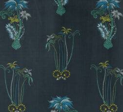 Jungle Palms Navy Velvet
